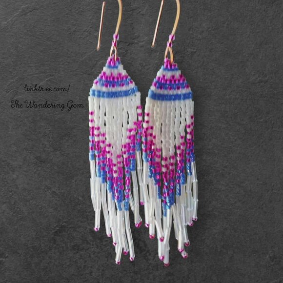 Boho Chic Beaded Fringe Cascade Shoulder Duster Dangle Earrings 4" - Picture 8 of 8